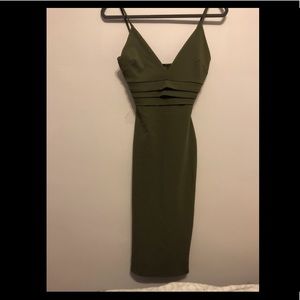 Olive green midi dress